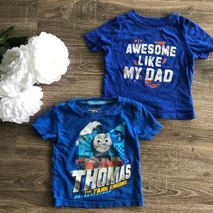 3 FOR $20  2 Blue T-shirts, Thomas &Dad shirt